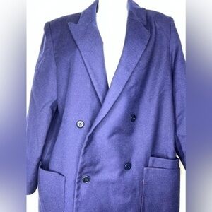 NWOT Louben Women’s 12 Virgin Wool Blazer Double Breasted Blue Jacket Career L